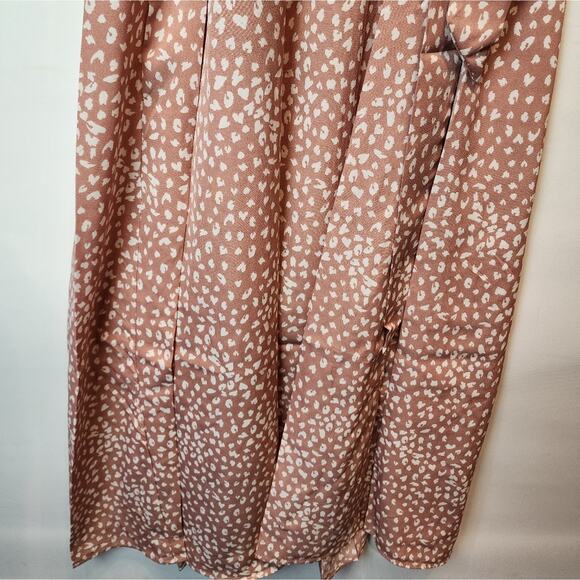 New Boho Maxi Dress Elastic Waist Pink Side Slit Belted Waist Women's Size XL - Picture 5 of 10